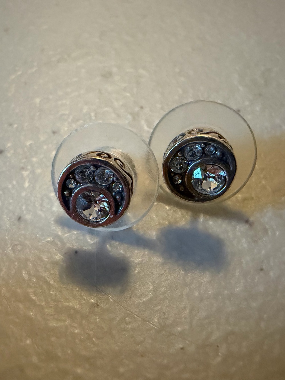 Brighton sterling silver and crystal stud earrings with bag